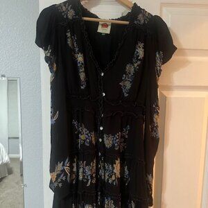 FARM Rio Garden Stitched Long Sleeve Button Front Minidress - Size Medium